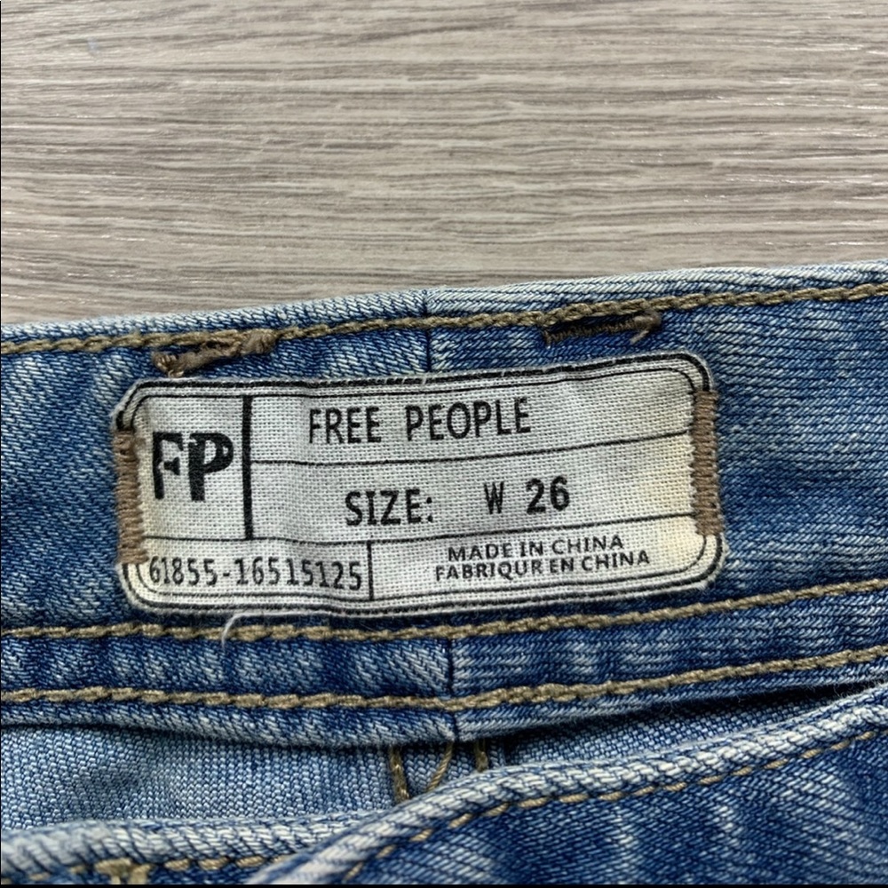 Free People Mid Rise Distressed Raw Hem Skinny Leg Jeans - Picture 8 of 12